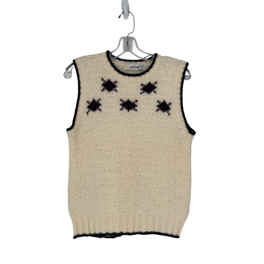 Vintage Shetland Wool Vest Unisex Academia Outlander University Preppy Ivory 38